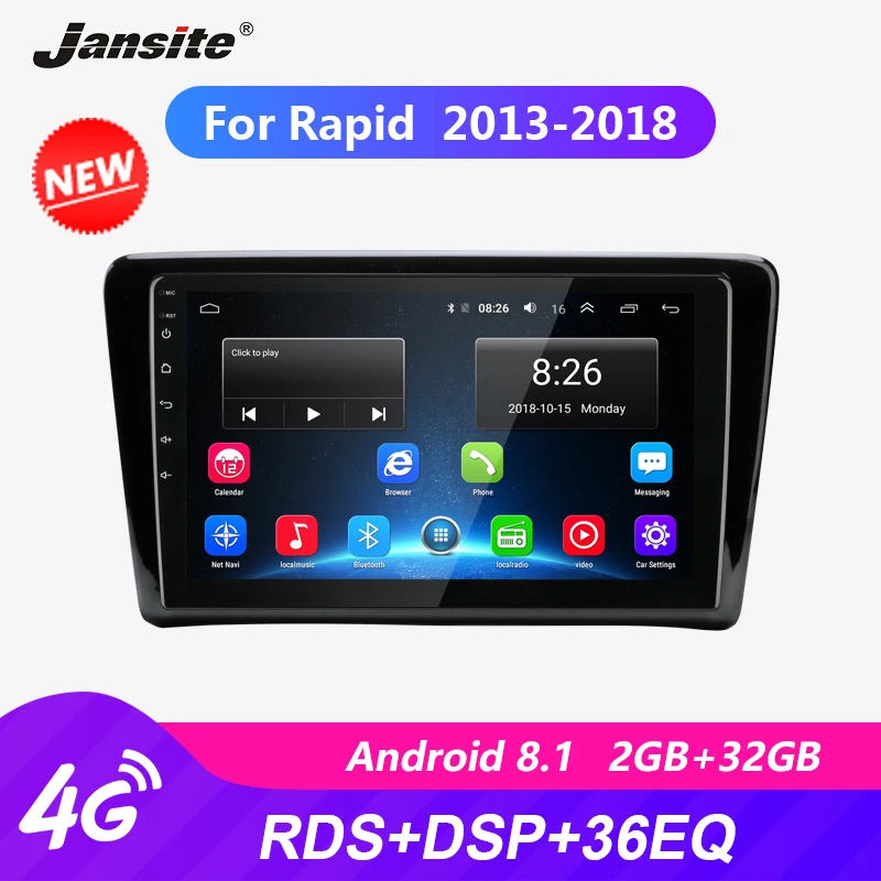 

Jansite 9" Car Radio 2 din Android For Skoda Rapid 2013-2018 players RDS autoradio IPS Touch screen Bluetooth player with CANBUS