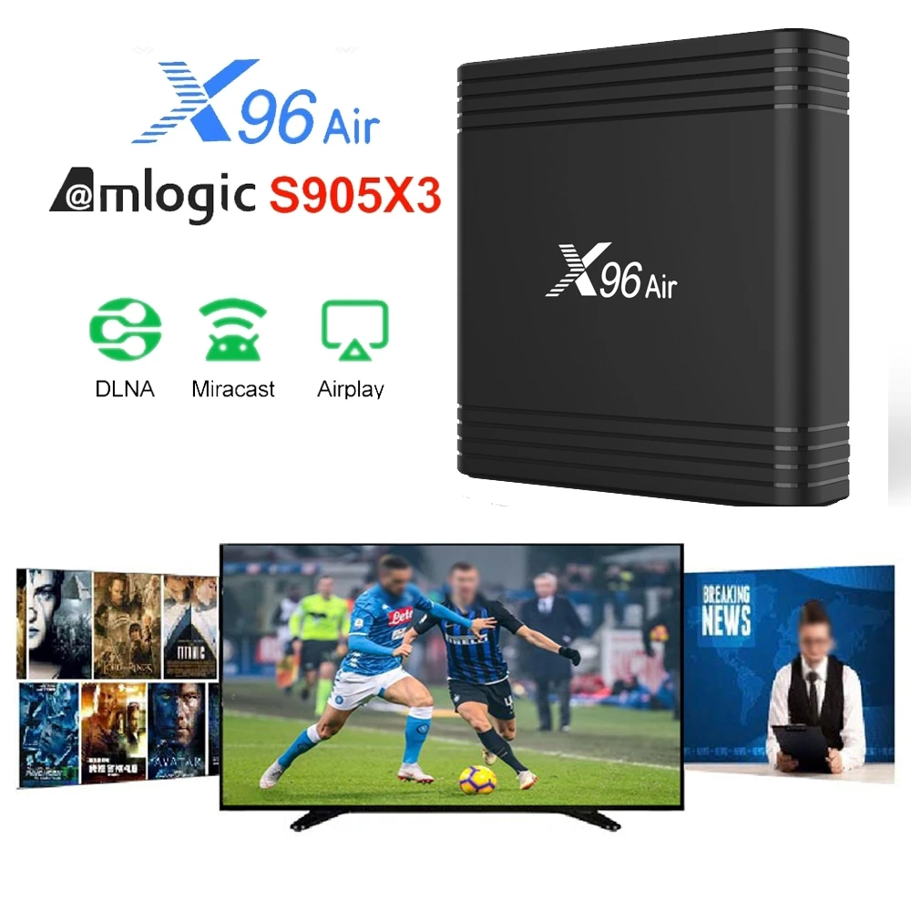 X96 Air Android TV Box Android 9.0 Amlogic S905X3 Smart TV Box 4K Android Box 4GB 64GB Quad Core 2.4G&5G Wifi BT4.1 H.265
X96 Air Android TV Box Android 9.0 Amlogic S905X3 Smart TV Box 4K Android Box 4GB 64GB Quad Core 2.4G&5G Wifi BT4.1 H.265