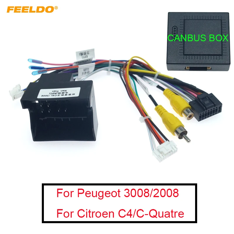 FEELDO 16 pin автомобильный Android стерео жгуты проводов для Peugeot 3008/2008/Citroen C4/C Quatre/C4L/C3