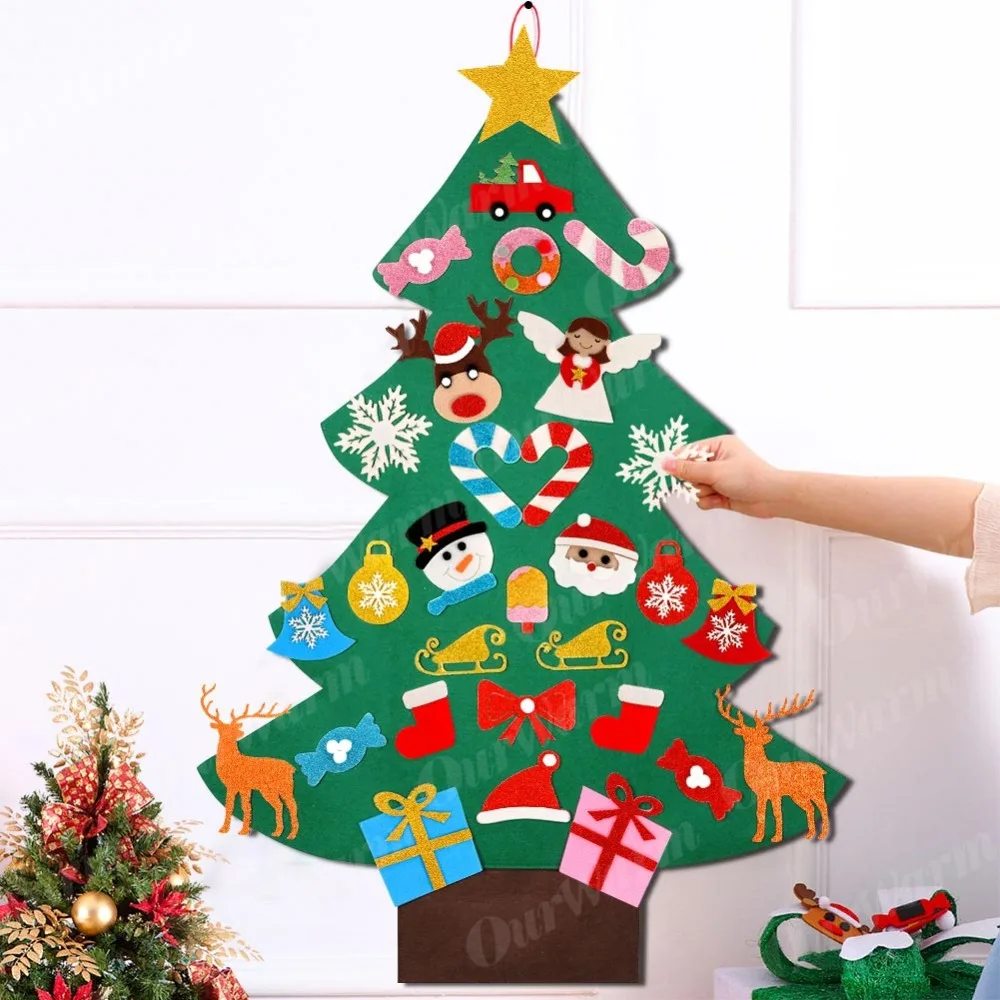ourwarm diy felt christmas tree with bag glitter kids toys