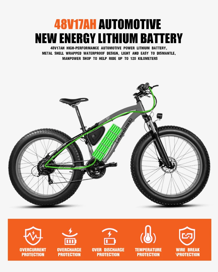 Flash Deal Electric bike 1000W Electric Fat Bike Beach Bike Cruiser Electric Bicycle 48V17AH lithium battery ebike electric mountain bike 8