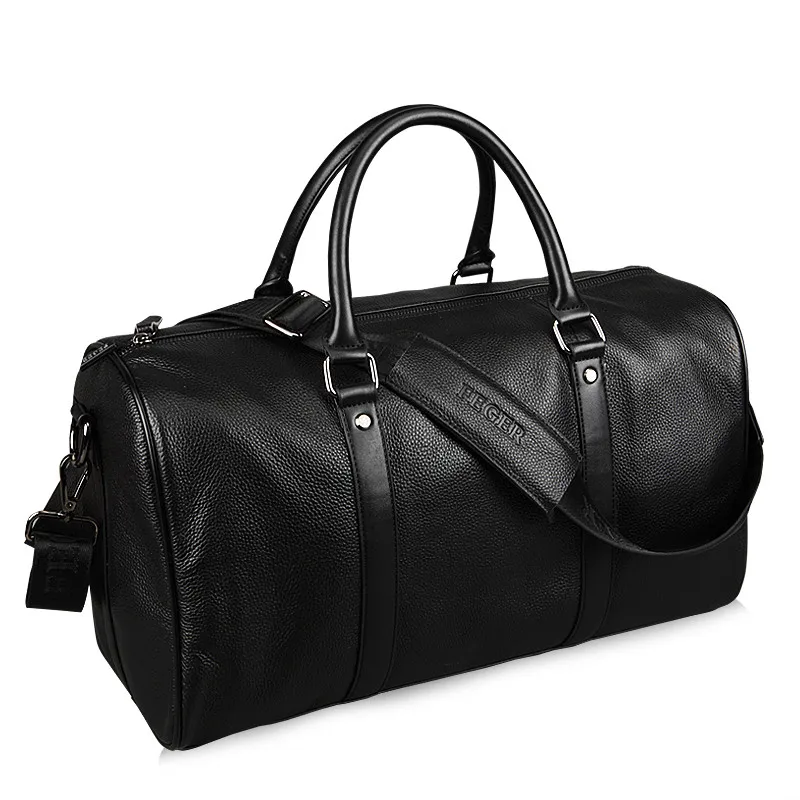 

Prettyzys fashion extra large weekend duffel bag big genuine leather business men's travel bag popular design duffle handbag