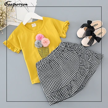 Girls Clothes Set Fashion Ice Cream Yellow Shirt With Plaid Pants 2 pcs Children Clothing Set Lovely Set Baby Kids Summer Outfit
Girls Clothes Set Fashion Ice Cream Yellow Shirt With Plaid Pants 2 pcs Children Clothing Set Lovely Set Baby Kids Summer Outfit