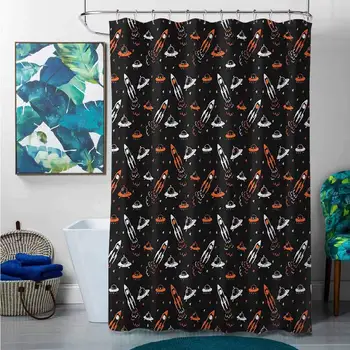 African Shower Curtains for Bathroom in Black Space,Cartoon Doodle Spacecraft Traveling to The Universe Cosmos UFOs Aliens
African Shower Curtains for Bathroom in Black Space,Cartoon Doodle Spacecraft Traveling to The Universe Cosmos UFOs Aliens
