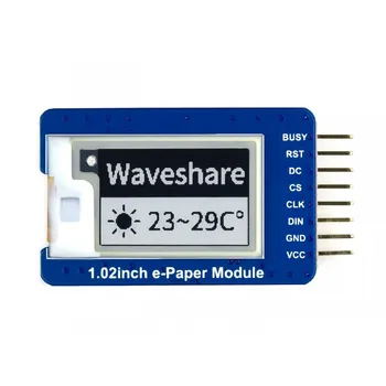 1.02inch E-Ink display module with 128×80 resolution black/white dual-color SPI interface for Raspberry Pi 3/4
1.02inch E-Ink display module with 128×80 resolution black/white dual-color SPI interface for Raspberry Pi 3/4