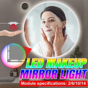 Makeup Lamp LED 5V 2 6 10 14 Modules Cosmetic Lights Hand Sweep Sensor Wall Lamp Dimmable Vanity Mirror Light Bathroom Beauty
Makeup Lamp LED 5V 2 6 10 14 Modules Cosmetic Lights Hand Sweep Sensor Wall Lamp Dimmable Vanity Mirror Light Bathroom Beauty