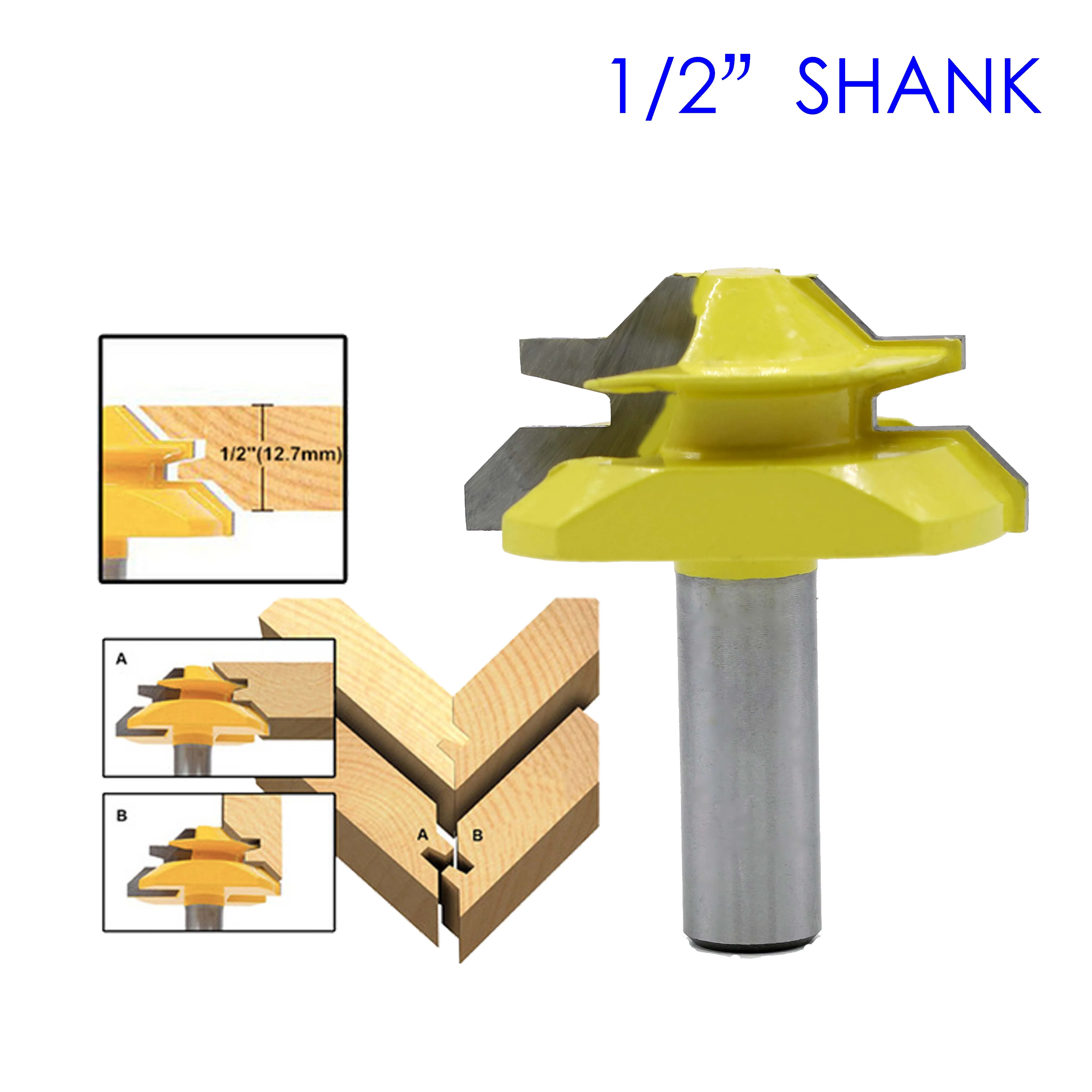 45 Degree Lock Miter Router Bit 12.7mm Shank Wood Tenon Milling Cutters For MDF Plywood Carpenter Woodworking Tools
45 Degree Lock Miter Router Bit 12.7mm Shank Wood Tenon Milling Cutters For MDF Plywood Carpenter Woodworking Tools