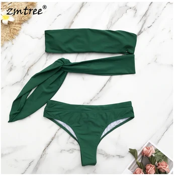 ZMTREE Bandage Swimsuit High Waist Women Bikinis Set Girls Solid Green Color Beach Wear Bandeau Chic Mujer 2020 New Swimwear
ZMTREE Bandage Swimsuit High Waist Women Bikinis Set Girls Solid Green Color Beach Wear Bandeau Chic Mujer 2020 New Swimwear