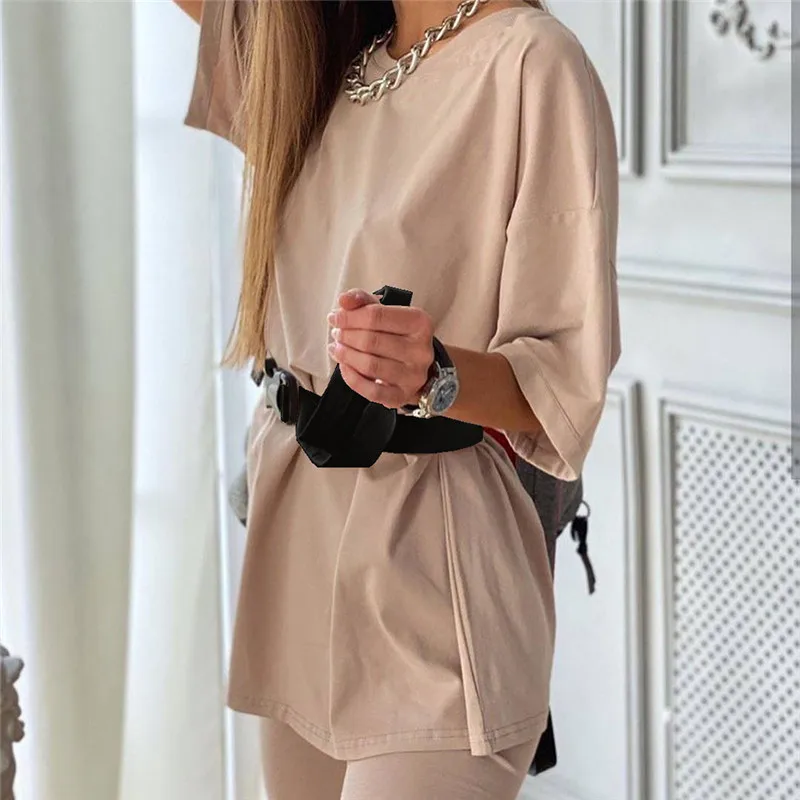 Casual Solide Outfits frauen Zwei Stück Anzug Mit Gürtel Hause Lose Sport Trainingsanzüge Mode Freizeit Fahrrad Anzug Sommer Casual Solide Outfits frauen Zwei Stück Anzug Mit Gürtel Hause Lose Sport Trainingsanzüge Mode Freizeit Fahrrad Anzug Sommer