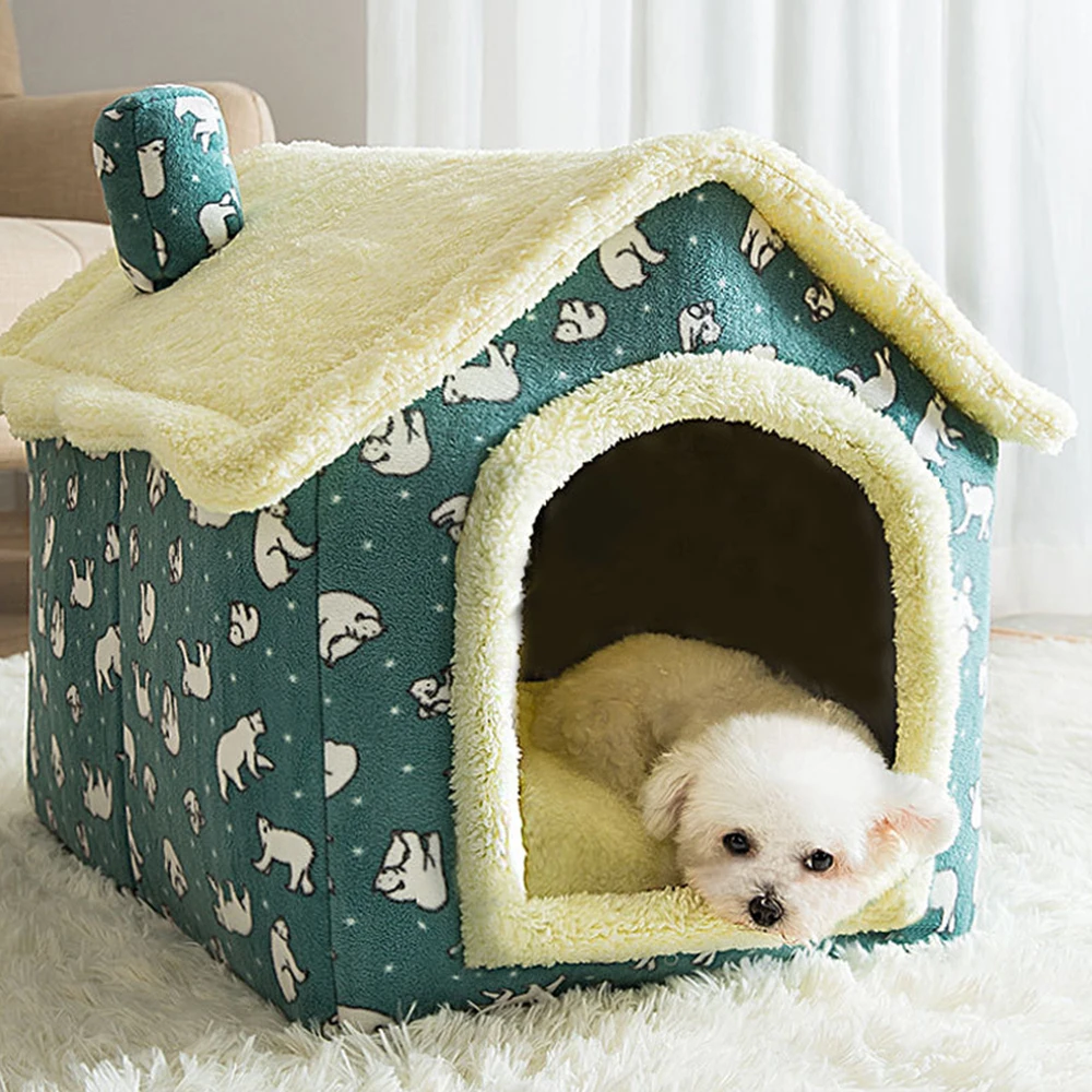Складной домашний домик для домашних животных зимняя теплая Лежанка кошек