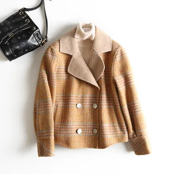 Autumn Winter New 100% Wool Coat Female Elegant Ladies Plaid Sheep Fur Jacket Women Vintage Woolen Jackets Blend Coat Hiver 8151
Autumn Winter New 100% Wool Coat Female Elegant Ladies Plaid Sheep Fur Jacket Women Vintage Woolen Jackets Blend Coat Hiver 8151