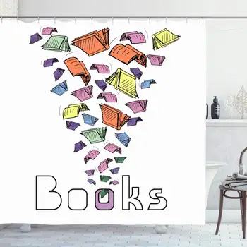 Shower Curtain Set with Hooks 72x72 Inches Story Swirl Bookstore Text Fun Drawing Sketch Window Books Style Open Flying Through
Shower Curtain Set with Hooks 72x72 Inches Story Swirl Bookstore Text Fun Drawing Sketch Window Books Style Open Flying Through