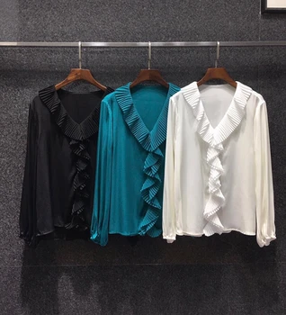 2020 Early Autumn New Women's V-neck Outdoor Ruffles Pleated Stitching Decorations Long Sleeve Solid Color Top 810
2020 Early Autumn New Women's V-neck Outdoor Ruffles Pleated Stitching Decorations Long Sleeve Solid Color Top 810