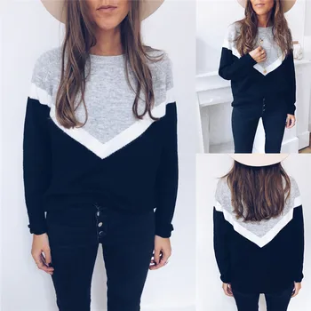 Women Casual Loose Sweaters Color Matching Design O-Neck Long Sleeve Pullovers Fashion Ladies 2020 Autumn Winter Streetwear Tops 
Women Casual Loose Sweaters Color Matching Design O-Neck Long Sleeve Pullovers Fashion Ladies 2020 Autumn Winter Streetwear Tops