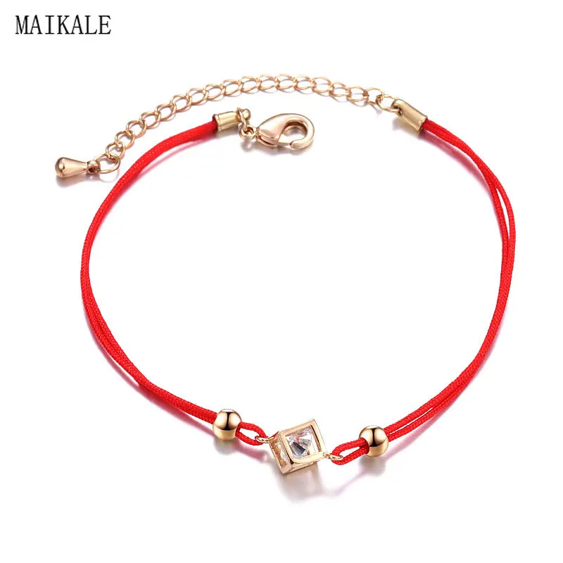 MAIKALE Simple Red Rope Charm Bracelet Cubic Zirconia Bracelets for Women Gold Cube String BanglesFriendship Lucky Jewelry
MAIKALE Simple Red Rope Charm Bracelet Cubic Zirconia Bracelets for Women Gold Cube String BanglesFriendship Lucky Jewelry