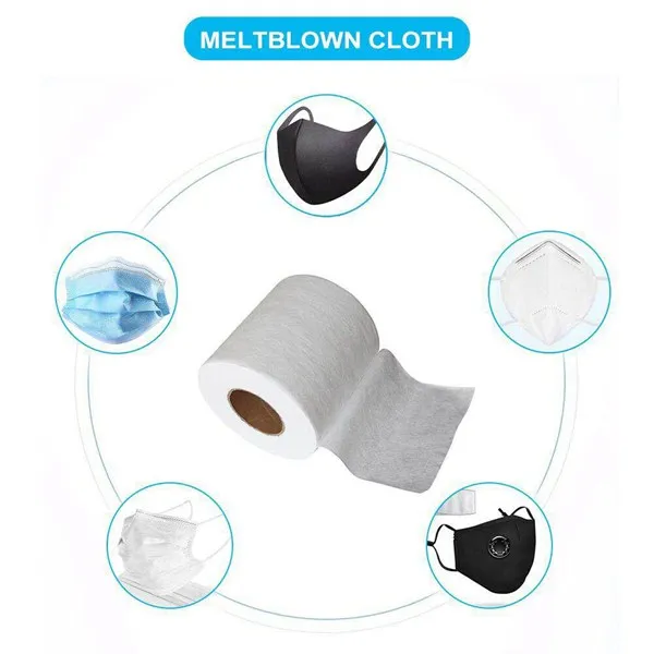100M/Roll BFE99 Meltblown Cloth for Mask Cloth Material Disposable Mask Anti Dust Mask Wide 175mm Home Nonwovens