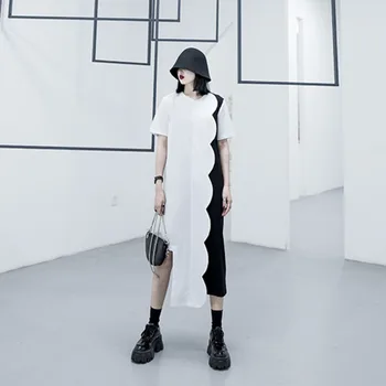 Women Splcied Mixed Color Leisure Dress New Round Neck Short Sleeve Loose Fit Fashion Tide Spring Autumn 2020 T452
Women Splcied Mixed Color Leisure Dress New Round Neck Short Sleeve Loose Fit Fashion Tide Spring Autumn 2020 T452