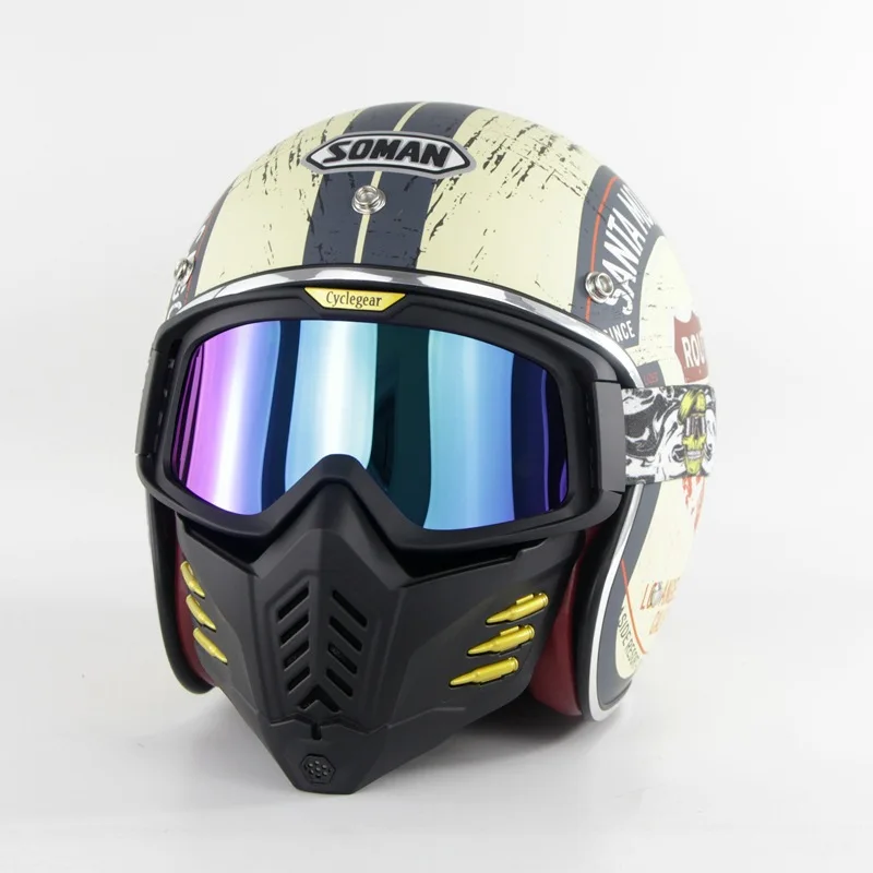 Motorcycle electric vehicle helmet retro men and women riding half helmet with face mask and goggles personality sm512 set
Motorcycle electric vehicle helmet retro men and women riding half helmet with face mask and goggles personality sm512 set