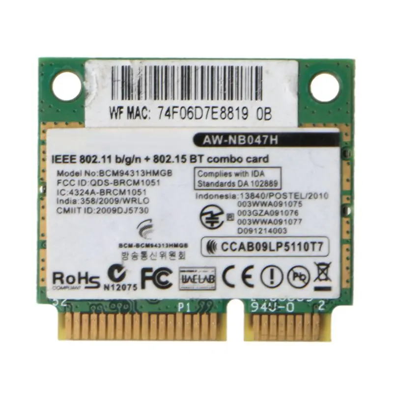 Беспроводная карта-адаптер Broadcom Bcm94313HMGB AW-NB047H BCM4313 Half Mini Pci-e Wifi сетевая карта с