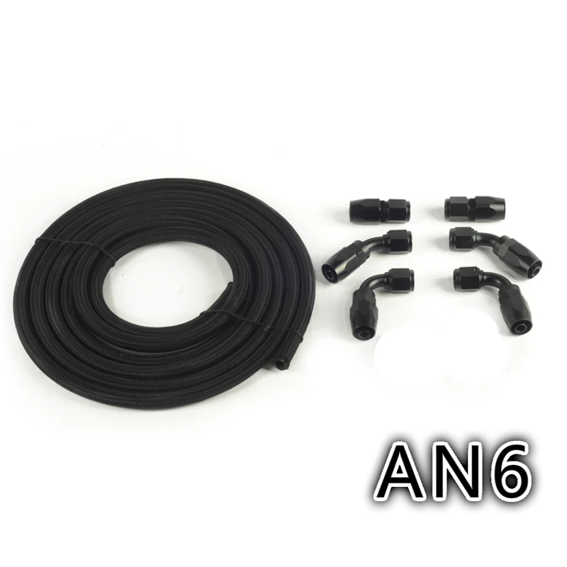 AN6 Oil Fuel Fittings Black Hose End Oil Adaptor Kit AN6 Nylon Braided Black Hose Oil Fuel Hose Line 3M
AN6 Oil Fuel Fittings Black Hose End Oil Adaptor Kit AN6 Nylon Braided Black Hose Oil Fuel Hose Line 3M
