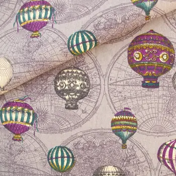 Cotton Linen Fabric for handmad, bed, bag, curtain - Vintage hot air balloon on Durk Purple (LF132) 
Cotton Linen Fabric for handmad, bed, bag, curtain - Vintage hot air balloon on Durk Purple (LF132)