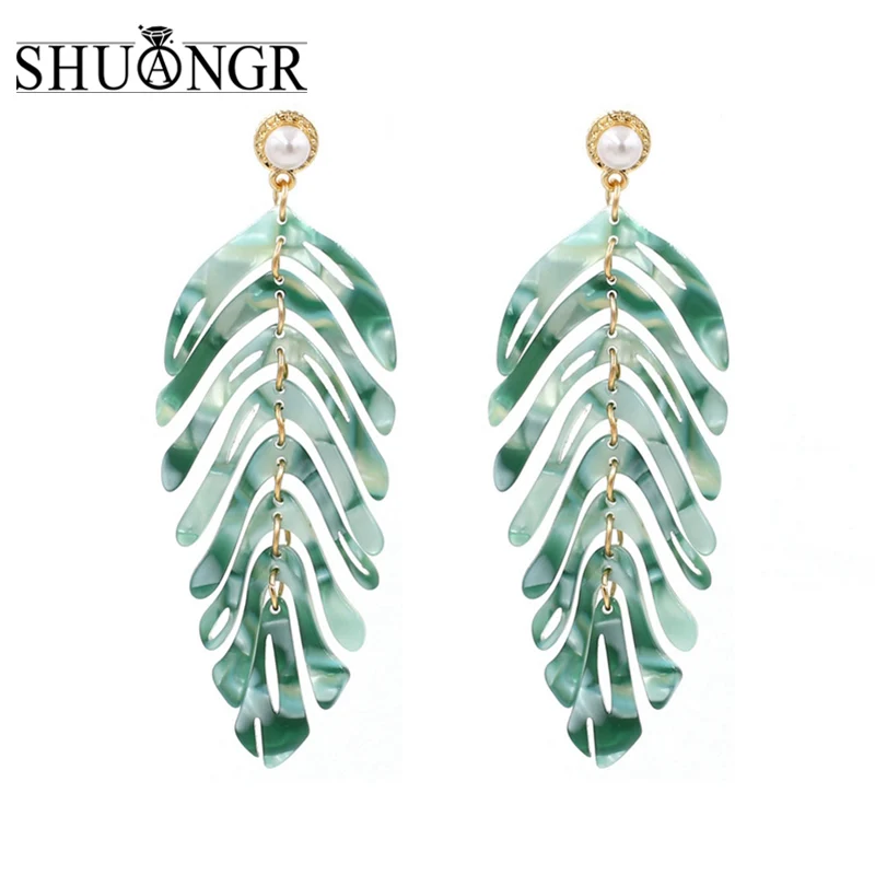 SHUANGR 2019 New Long Dangle Resin Green Leaves Earrings Party Jewelry Accessories Handmade Acrylic Earrings for Women Brincos
SHUANGR 2019 New Long Dangle Resin Green Leaves Earrings Party Jewelry Accessories Handmade Acrylic Earrings for Women Brincos