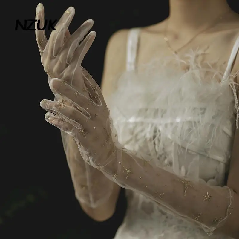 NZUK Sheer Tulle Bridal Gloves Transparent Full Finger Gold Star Long Prom Evening Dress Gloves Mittens Party Photography Glove
NZUK Sheer Tulle Bridal Gloves Transparent Full Finger Gold Star Long Prom Evening Dress Gloves Mittens Party Photography Glove