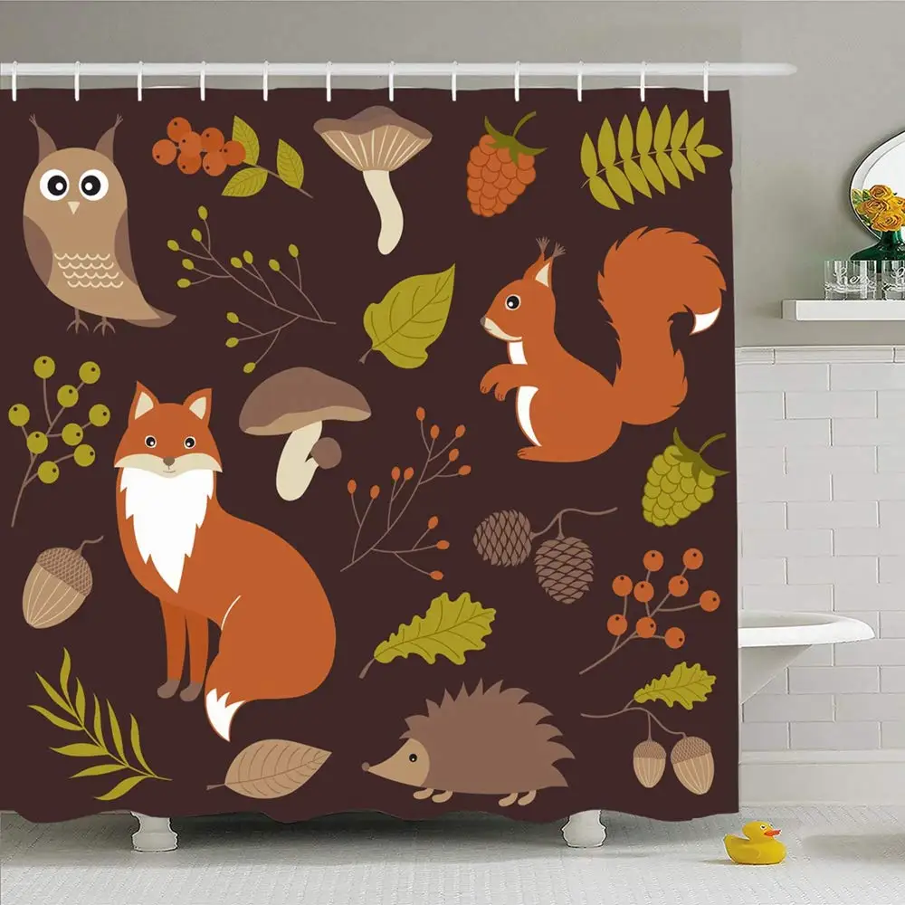 Shower Curtain Set with Hooks 66x72 Woodland Animals Acorn Bird Isolated Green Squirrel Set Cute Wildlife Nature Brown Leaf Owl
Shower Curtain Set with Hooks 66x72 Woodland Animals Acorn Bird Isolated Green Squirrel Set Cute Wildlife Nature Brown Leaf Owl