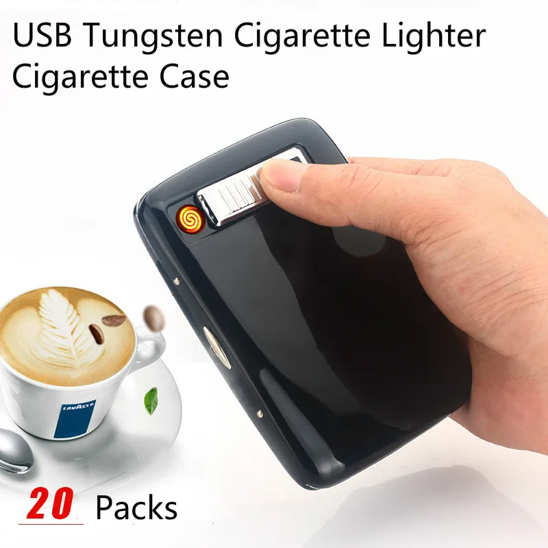 20-pack New USB Tungsten lighter and cigarette box case Creative USB charging Windproof flameless Electronic Cigarette lighter
20-pack New USB Tungsten lighter and cigarette box case Creative USB charging Windproof flameless Electronic Cigarette lighter