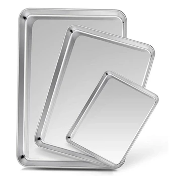 3 Pcs Baking Sheets Set Chef Cookie Sheets Stainless Steel Baking Pans Toaster Oven Tray Pans Easy Clean Baking Dishes Kitchen S
3 Pcs Baking Sheets Set Chef Cookie Sheets Stainless Steel Baking Pans Toaster Oven Tray Pans Easy Clean Baking Dishes Kitchen S