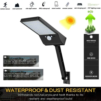 Solar-Lights Motion-Sensor Wall-Lamp Flexible Outdoor Waterproof Wireless LED 48 800LM
Solar-Lights Motion-Sensor Wall-Lamp Flexible Outdoor Waterproof Wireless LED 48 800LM