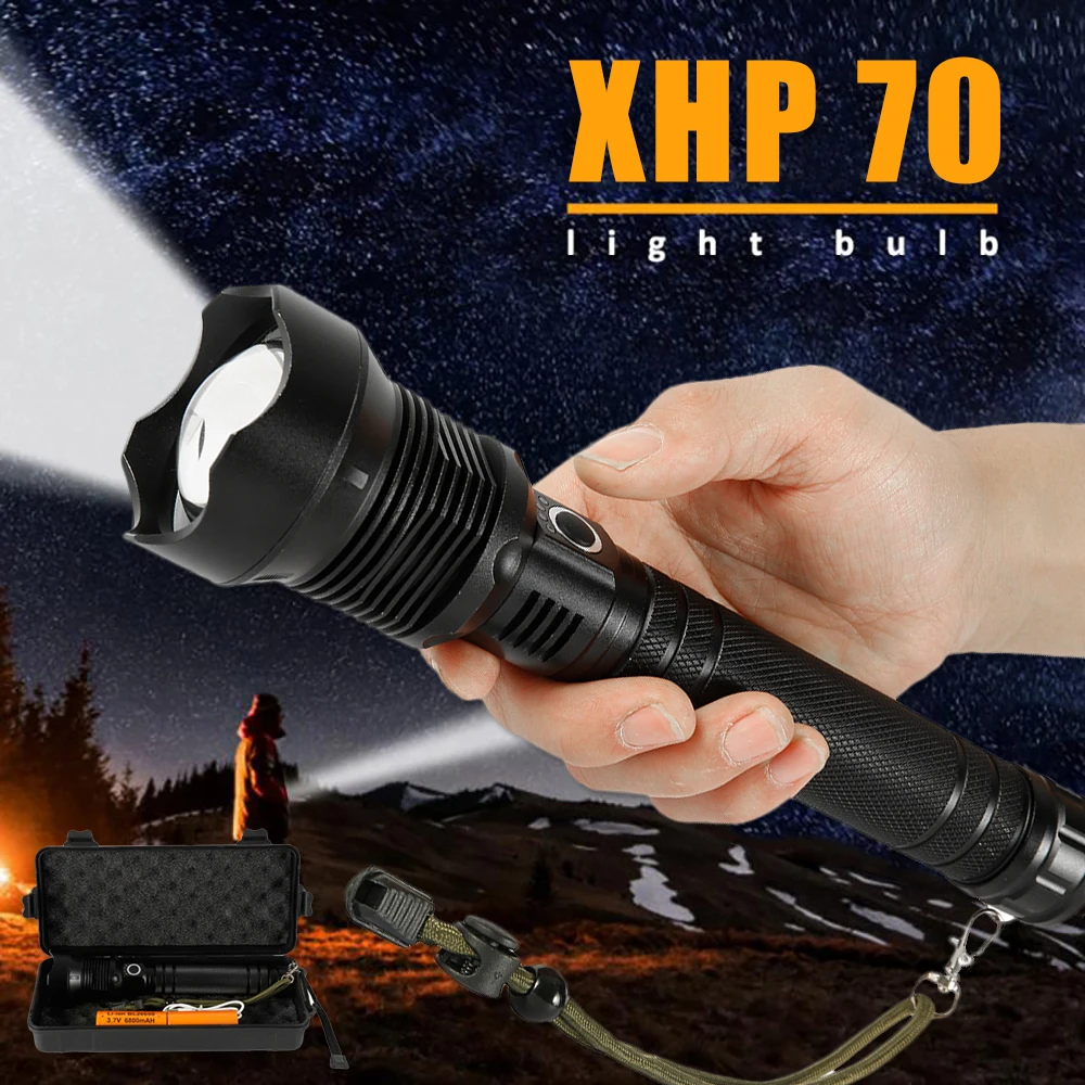 Led Flashlight Ultra Bright Torch T6 Camping Light 3 Modes Waterproof Zoomable Bicycle Light Tactical Torch XHP70 26650 Battery
Led Flashlight Ultra Bright Torch T6 Camping Light 3 Modes Waterproof Zoomable Bicycle Light Tactical Torch XHP70 26650 Battery