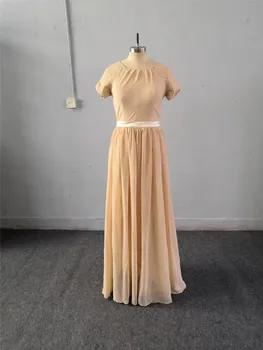 Champagne Modest Chiffon Beach Bridesmaid Dresses With Short Sleeves Beaded A-line Floor Formal Maids Dress US4 Clearance
Champagne Modest Chiffon Beach Bridesmaid Dresses With Short Sleeves Beaded A-line Floor Formal Maids Dress US4 Clearance