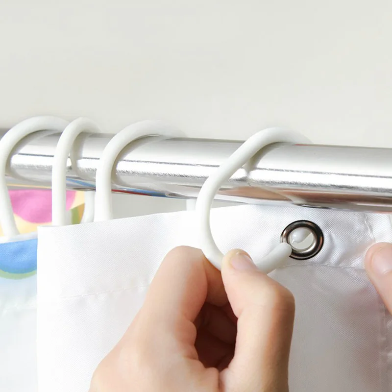 

Practical Shower Curtain Hook Hanger Ring Bath Drape Loop Clip Glide Convenient Replacement Bathroom Accessor C1061 a