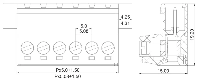 Description Picture 2 of item5sets 5.08 Through-wall Welding-free Terminal 2P/3P/4P/5P/6P/7P/8P/10P 2EDGWC 5.08mm Fixed Terminal on The Plug-in Panel