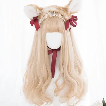 

CosplaySalon 70CM Lolita Long Wavy Mix Beige Blonde Ombre Bangs Cute Party Prom Fancy Synthetic Heat Resistant Cosplay Wig