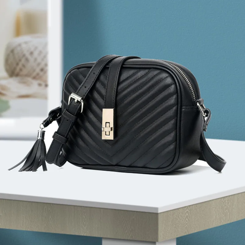 Фото Черная сумка сумки через плечо для женщин роскошные модные маленькая черная из