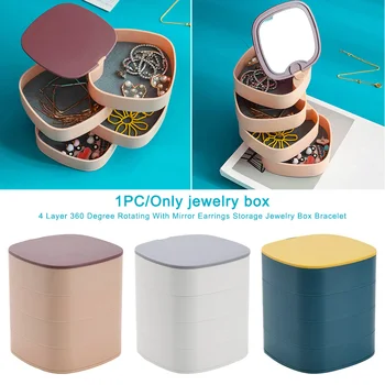 4 Layer 360 Degree Rotating With Mirror Earrings Storage Jewelry Box Bracelet Earrings Ring Multi-function Jewelry Storage Box
4 Layer 360 Degree Rotating With Mirror Earrings Storage Jewelry Box Bracelet Earrings Ring Multi-function Jewelry Storage Box