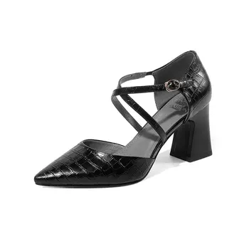 Genuine leather Women Pumps two-piece high Heels office ladies shoes woman cross strap Female Pumps size 41 42 43 
Genuine leather Women Pumps two-piece high Heels office ladies shoes woman cross strap Female Pumps size 41 42 43