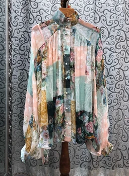 2020 Spring and Summer New Women's Small Collar ding zhu kou Color Printing Pleated Long-Sleeved Shirts Shirt 416
2020 Spring and Summer New Women's Small Collar ding zhu kou Color Printing Pleated Long-Sleeved Shirts Shirt 416
