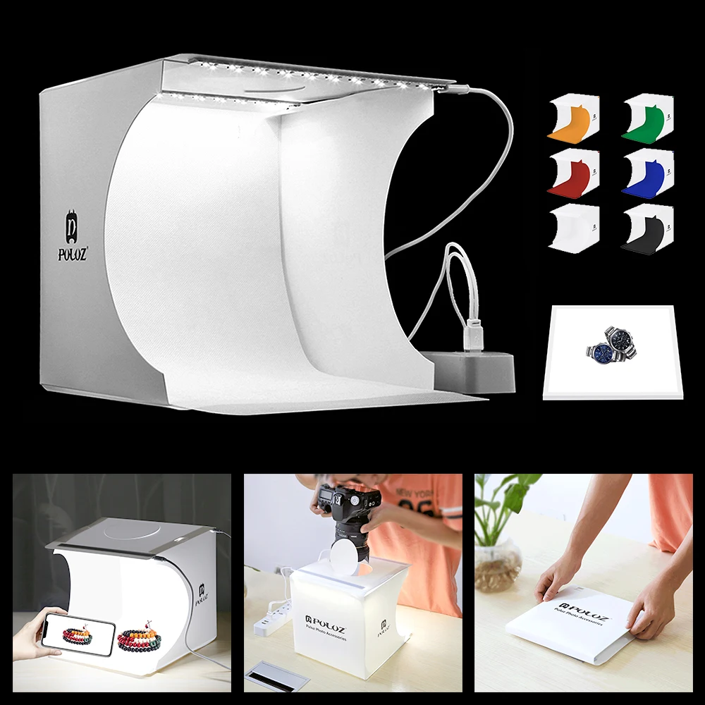 PULUZ Mini Photo Studio Portable Photo Studio Foldable Photography Light 20cm Softbox Light Kit Photography Box Camera White Box
PULUZ Mini Photo Studio Portable Photo Studio Foldable Photography Light 20cm Softbox Light Kit Photography Box Camera White Box