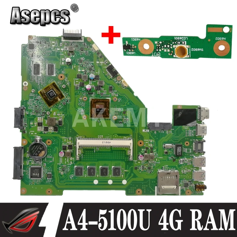 X550WEK материнская плата для ноутбука For Asus X550WE X550W D552W X552E X550EP A4-5100U 4G RAM Оригинал Mainboard