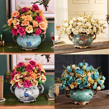 European Ceramic Vase Dried flowers flower Arrangement Wobble Plate living Room Entrance Ornaments Wedding Decorations
European Ceramic Vase Dried flowers flower Arrangement Wobble Plate living Room Entrance Ornaments Wedding Decorations