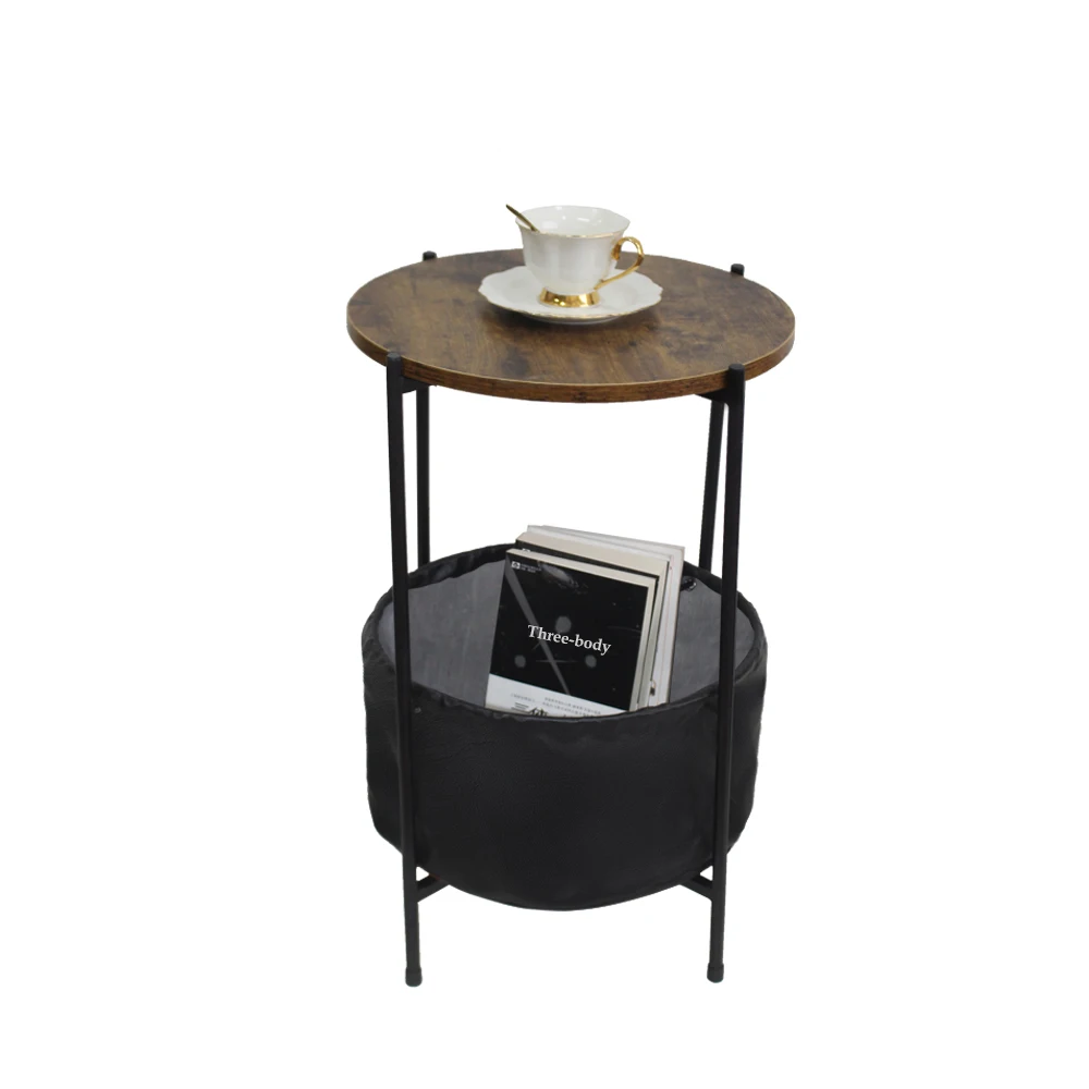 HODELY Wood Color Round Table Top Two Layers With Artificial Leather PVC Waterproof Cloth Newspaper Bag Wrought Iron Side Table
HODELY Wood Color Round Table Top Two Layers With Artificial Leather PVC Waterproof Cloth Newspaper Bag Wrought Iron Side Table