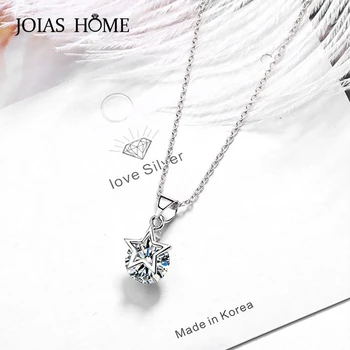 JoiasHome Korean 925 Sterling Silver Necklace with Star Shape Zircon Gemstone Pendant for Women Fine Jewelry Wedding Party Gift
JoiasHome Korean 925 Sterling Silver Necklace with Star Shape Zircon Gemstone Pendant for Women Fine Jewelry Wedding Party Gift