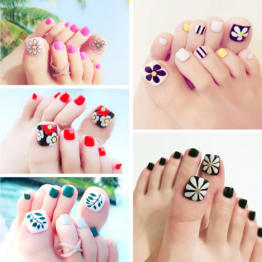 24Pcs Summer Artificial False Toenails Sexy Flower Fake Toe Nails For Lady DIY Foot Nail Art Tips
24Pcs Summer Artificial False Toenails Sexy Flower Fake Toe Nails For Lady DIY Foot Nail Art Tips