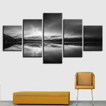 Black And White Picture Printing Decor 5 Pieces Forest Lake Landscape Modular Canvas Painting For Living Room Wall Art
Black And White Picture Printing Decor 5 Pieces Forest Lake Landscape Modular Canvas Painting For Living Room Wall Art