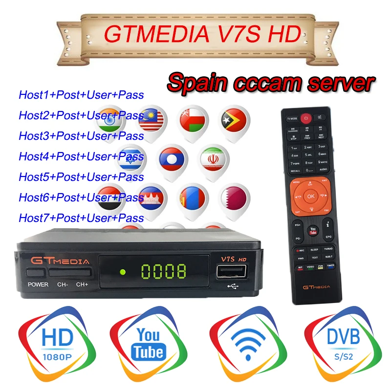 Smart Satellite TV Receiver GTMEDIA V7S HD TV Box DVB-S2 DC 12V/1.2A with USB WiFi +1 Year Free Spain France cccam Freesat v7
Smart Satellite TV Receiver GTMEDIA V7S HD TV Box DVB-S2 DC 12V/1.2A with USB WiFi +1 Year Free Spain France cccam Freesat v7