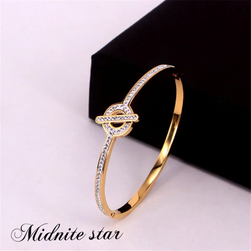 Brand Stainless Steel Bangle Bracelet for Woman Rose Gold Plating Inlaid Fashion Female 
Brand Stainless Steel Bangle Bracelet for Woman Rose Gold Plating Inlaid Fashion Female