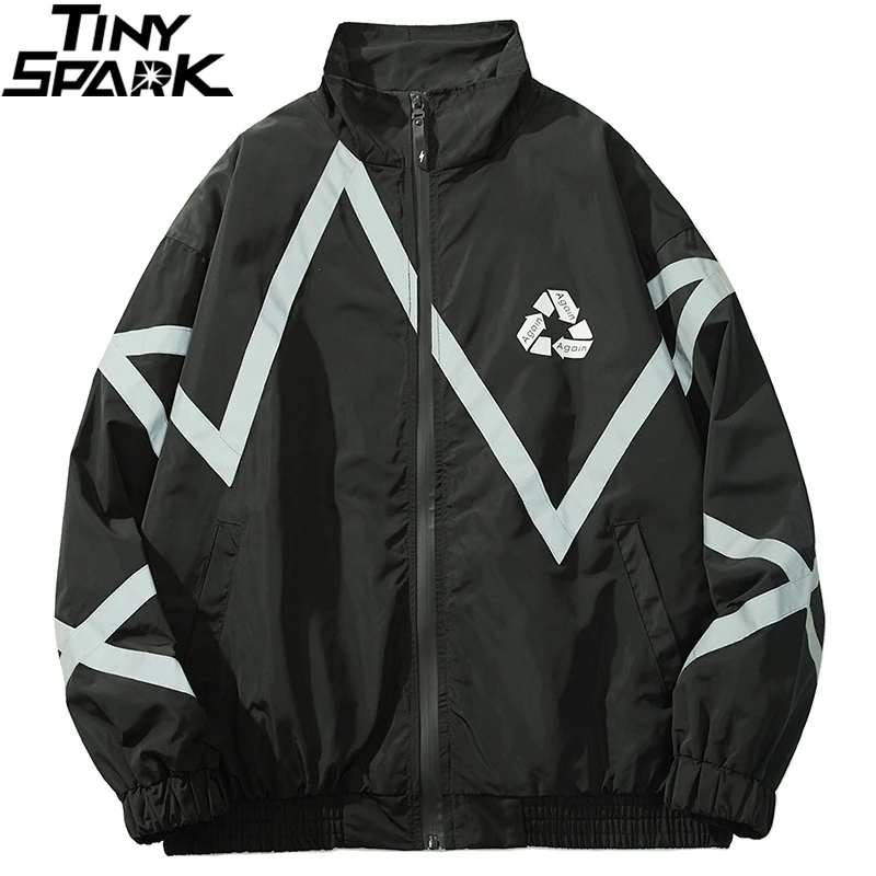 Men Hip Hop Windbreaker Jacket 3M Reflective Harajuku Streetwear Retro Jacket Coat Zipper Track Jacket Black Casual Autumn 2019
Men Hip Hop Windbreaker Jacket 3M Reflective Harajuku Streetwear Retro Jacket Coat Zipper Track Jacket Black Casual Autumn 2019